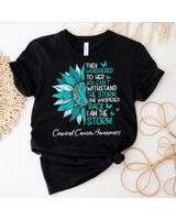 Motivation Cervical Cancer Awareness Sunflower Support Teal Shirt Unisex Standard T-Shirt black s